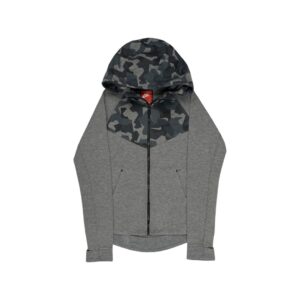 Nike dámská šedá maskáčová mikina na zip s kapucí