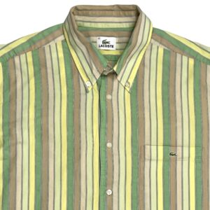 Lacoste Zeleno Žlutá Pruhovaná Košile s Krátkým Rukávem