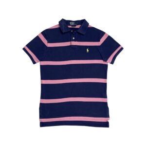 Ralph Lauren Tmavě Modré Polo Tričko s Růžovými Proužky