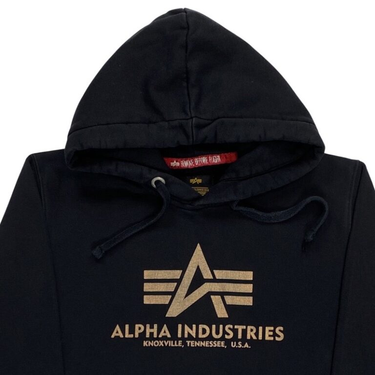 Alpha Industries Černá Mikina s Kapucí