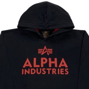 Alpha Industries Černá Mikina s Kapucí