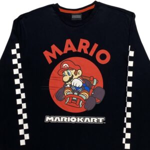 George x Super Mario Mariokart Černé Tričko s Dlouhým Rukávem