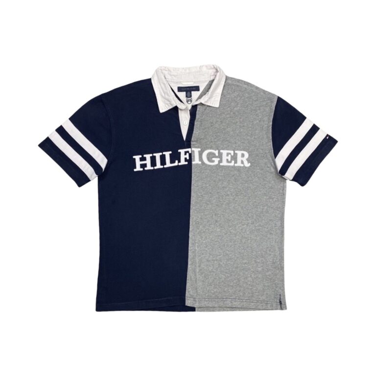 Tommy Hilfiger Tmavě Modro Šedé Polo Tričko – L/XL